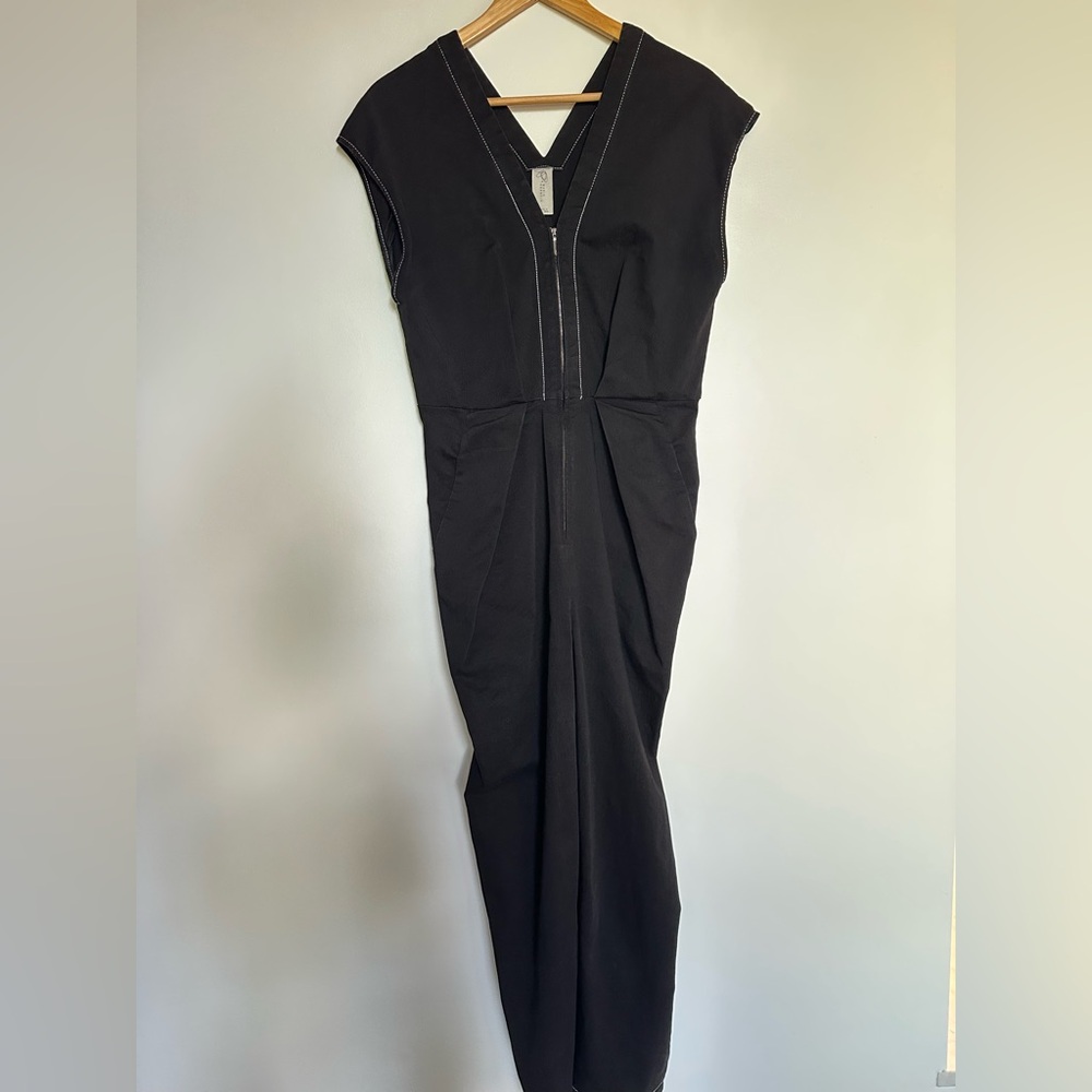 Zero + Maria Cornejo Contrast-Stitch EcoDenim Jumpsuit Sz 12